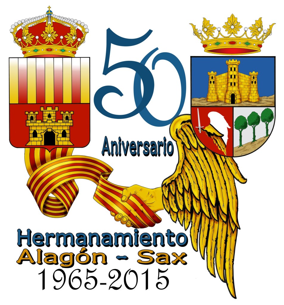 Logo 50 aniversario del Hermanamiento entre Alagon y Sax (1965-2015). Autor: José Martínez Antolín Logo 50 aniversario del Hermanamiento entre Alagon y Sax (1965-2015). Autor: José Martínez Antolín